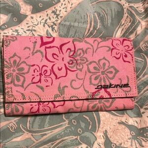 Dakine Pink and Gray Floral Wallet. Velcro.